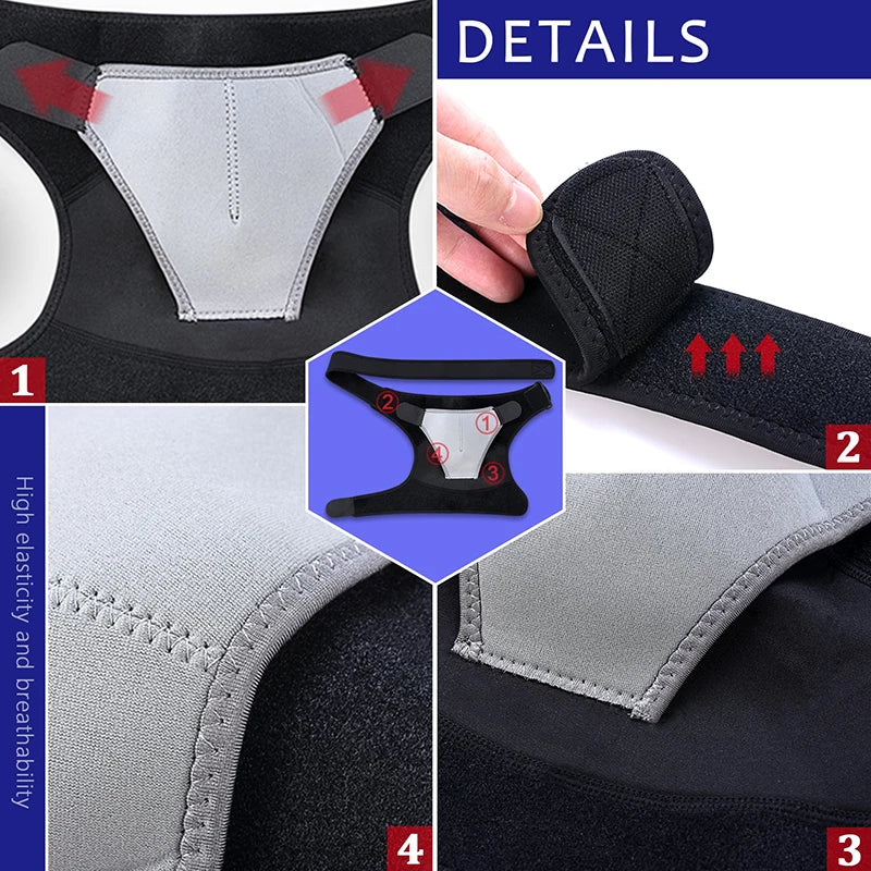 Adjustable Shoulder Support Brace pad | Belt Band Strap Wrap  Neoprene Shoulder Compression Sleeves Back Brace Guard